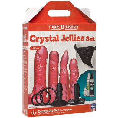 Набор для страпона Doc Johnson Vac-U-Lock Crystal Jellies Set, диаметр 3,8см, 2х4,5см, 5,1см