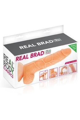 Фалоімітатор із рухомою крайньою плоттю Real Body — Real Brad, діаметр 4,5 см, TPE
