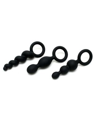 Набор анальных игрушек Satisfyer Plugs black (set of 3) - Booty Call, макс. диаметр 3см