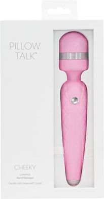 Роскошный вибромассажер PILLOW TALK - Cheeky Pink с кристаллом Swarovsky, плавное повышение мощности