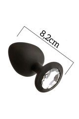 Анальна пробка з кристалом MAI Attraction Toys №48 Black, довжина 8,2 см, діаметр 3,5 см