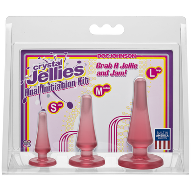Набор анальных пробок Doc Johnson Crystal Jellies - Pink, макс. диаметр 2см - 3см - 4см